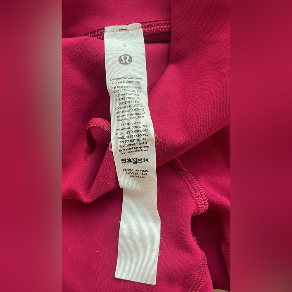 Lululemon Athletica High Rise Wonder Train, 25”, cherry red, sz2, EUC - Picture 4 of 6